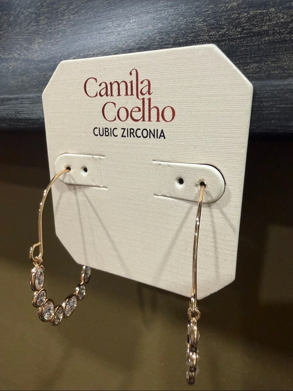 Camila Coelho Rose Gold Oval Hoop Earrings with Cubic Zirconia Accents